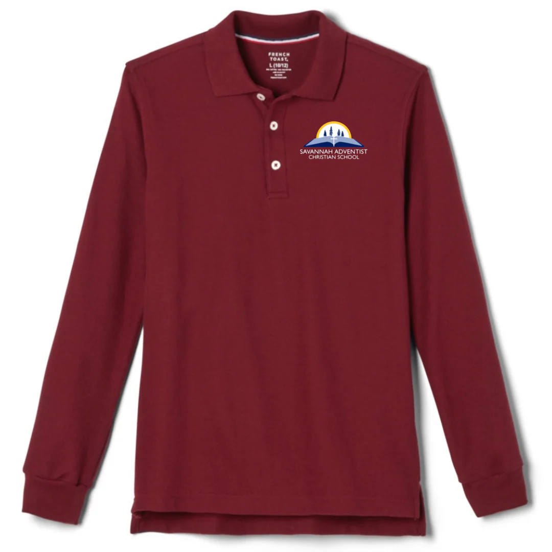 Savannah Adventist Christian - Boy's Long Sleeve Pique Polo - Image 2