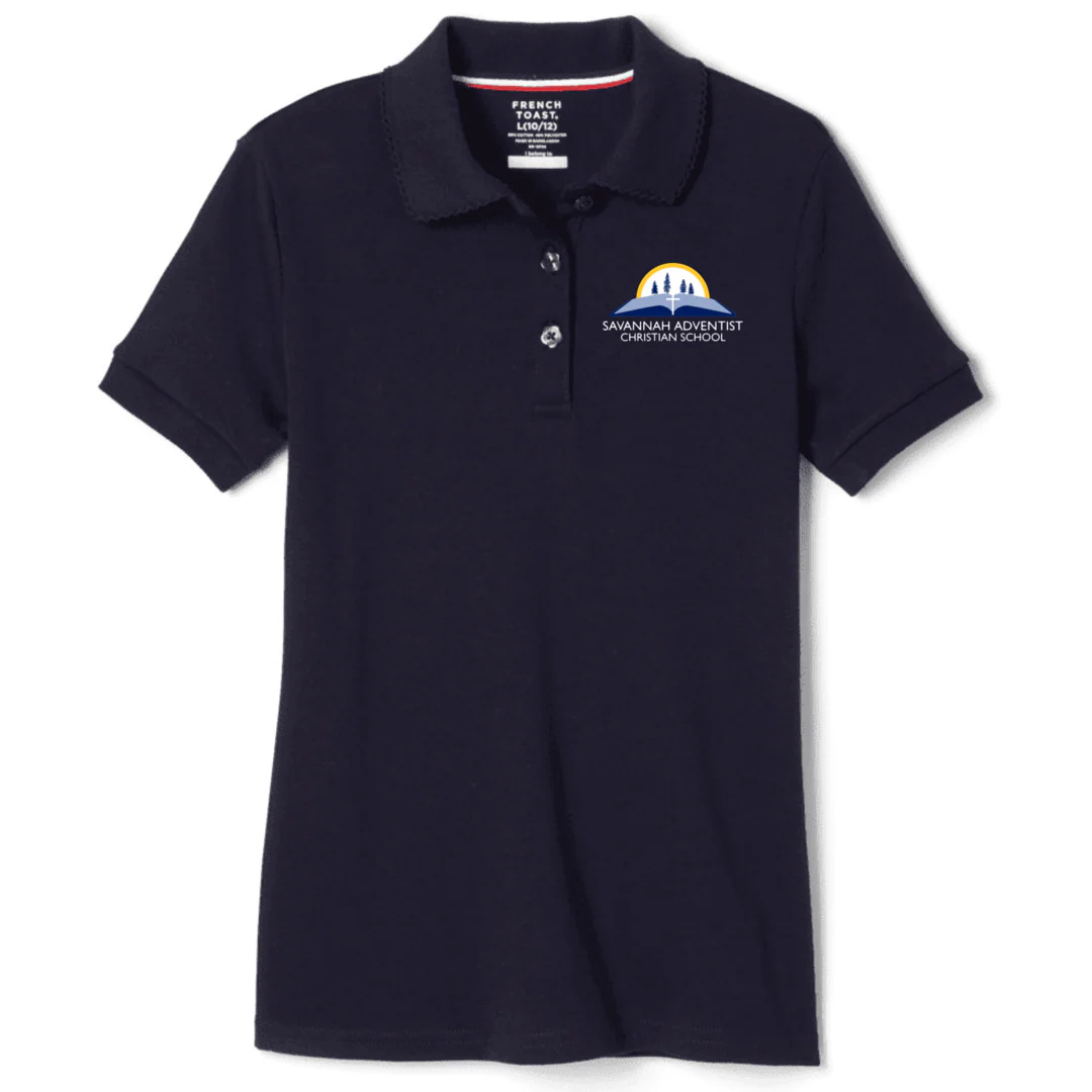 Savannah Adventist Christian  - Girl's Plus Size Short Sleeve Picot Collar Polo