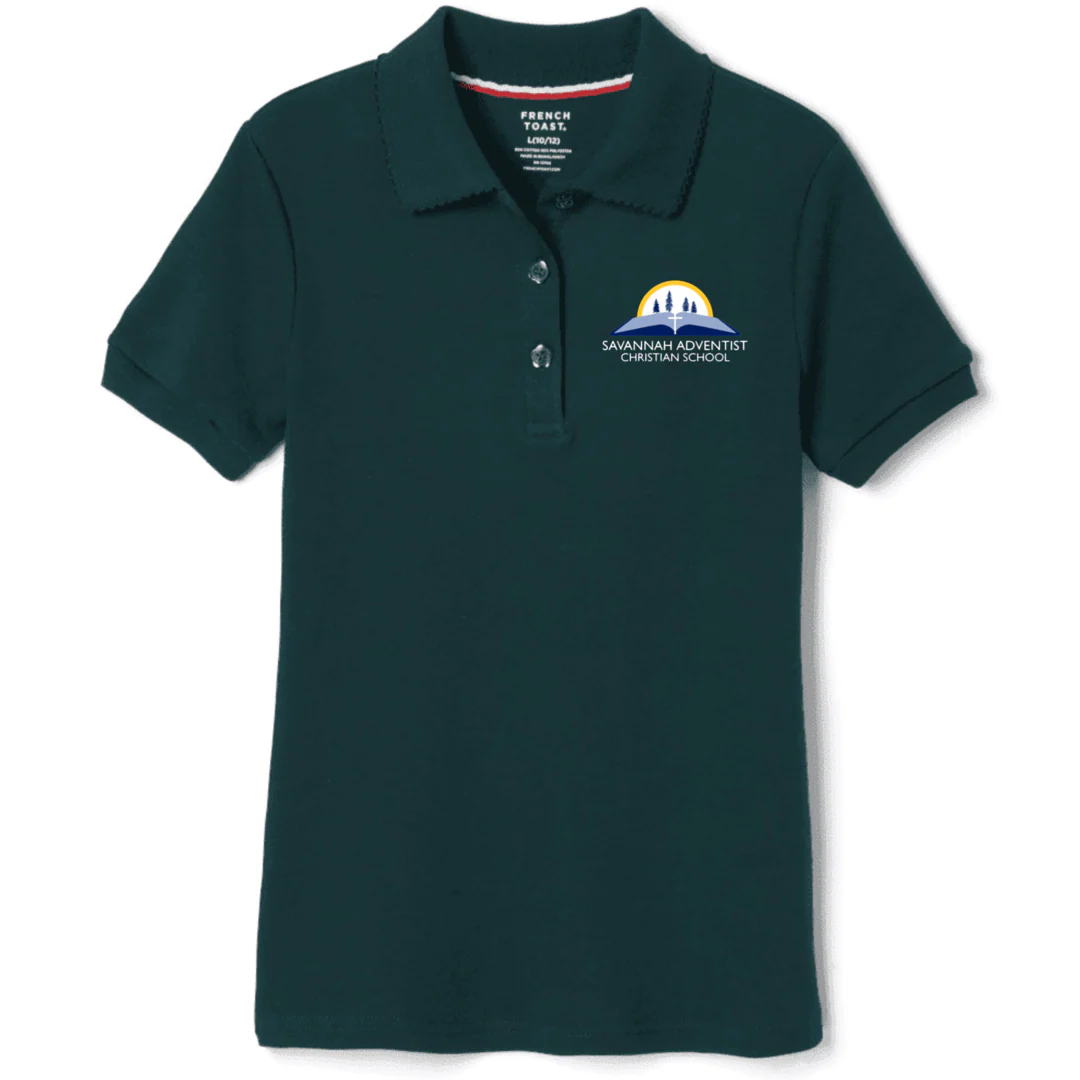 Savannah Adventist Christian  - Girl's Plus Size Short Sleeve Picot Collar Polo - Image 2