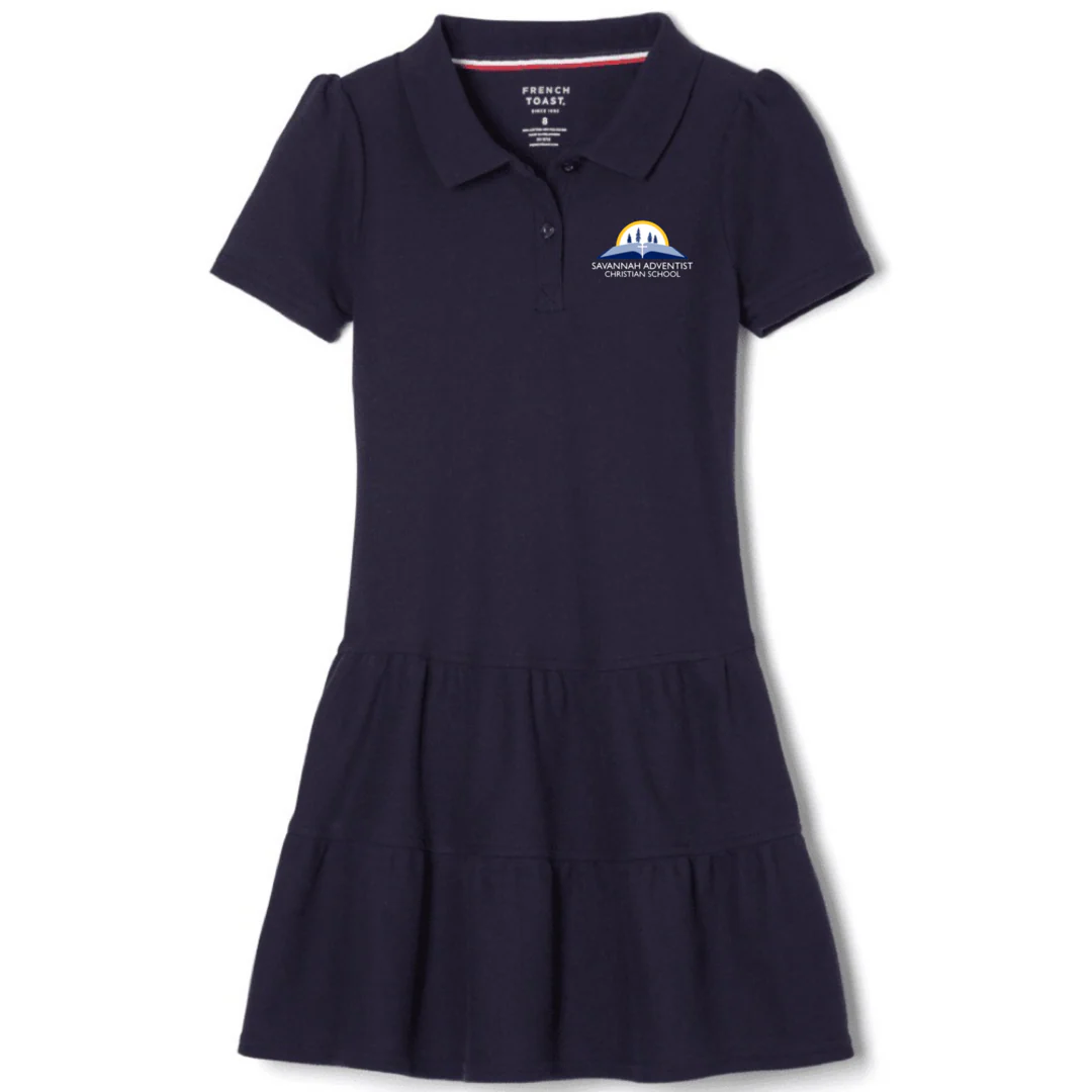 Savannah Adventist - Girl's Short Sleeve Ruffle Piqué Polo Dress