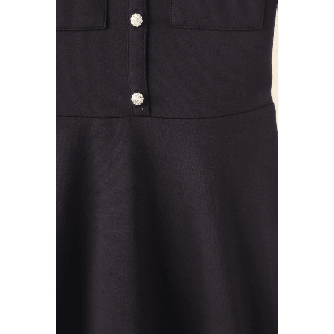 Girl's Stretch Ponte Dress with Rhinestone Buttons - Image 5