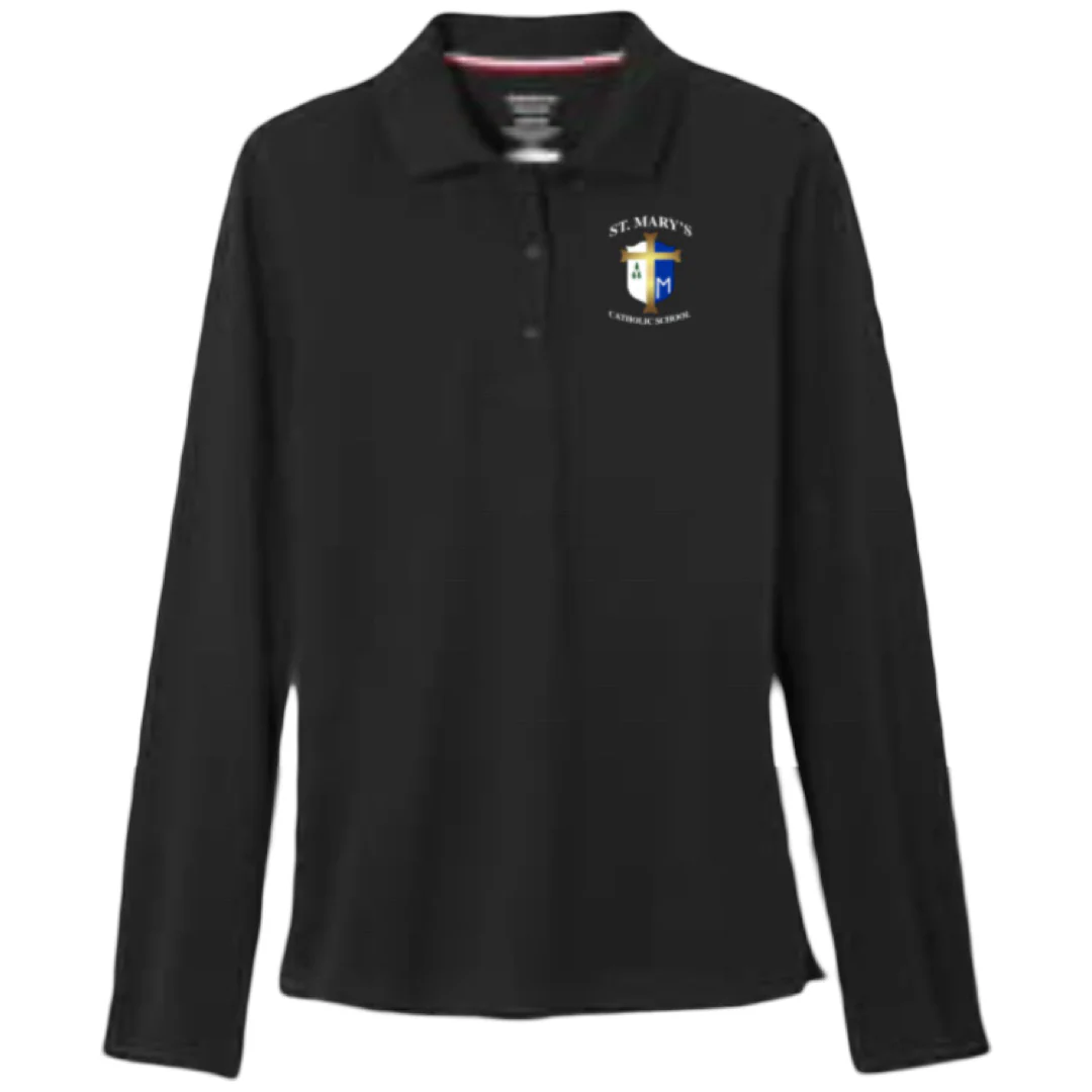 St. Mary's Catholic School -TX- Girl's / Women's Long Sleeve Stretch Piqué Polo - Image 2