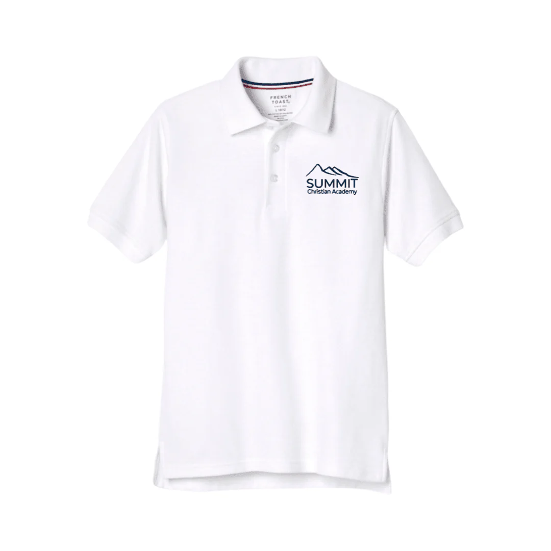 Summit Christian Academy - Short Sleeve White Polo - Adult