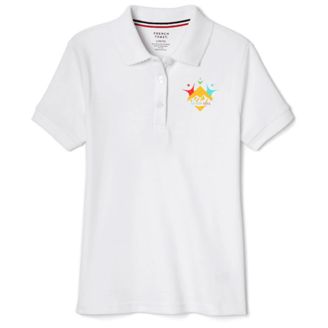 Tip Top Tots  - Girl's Short Sleeve Picot Collar Polo - Image 2