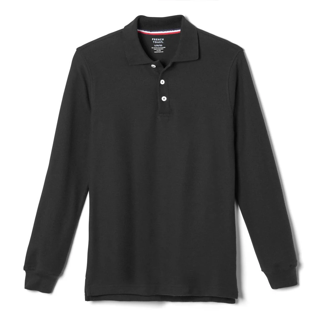 Veritas - Boy's Husky Long Sleeve Pique Polo - No Logo - Image 3