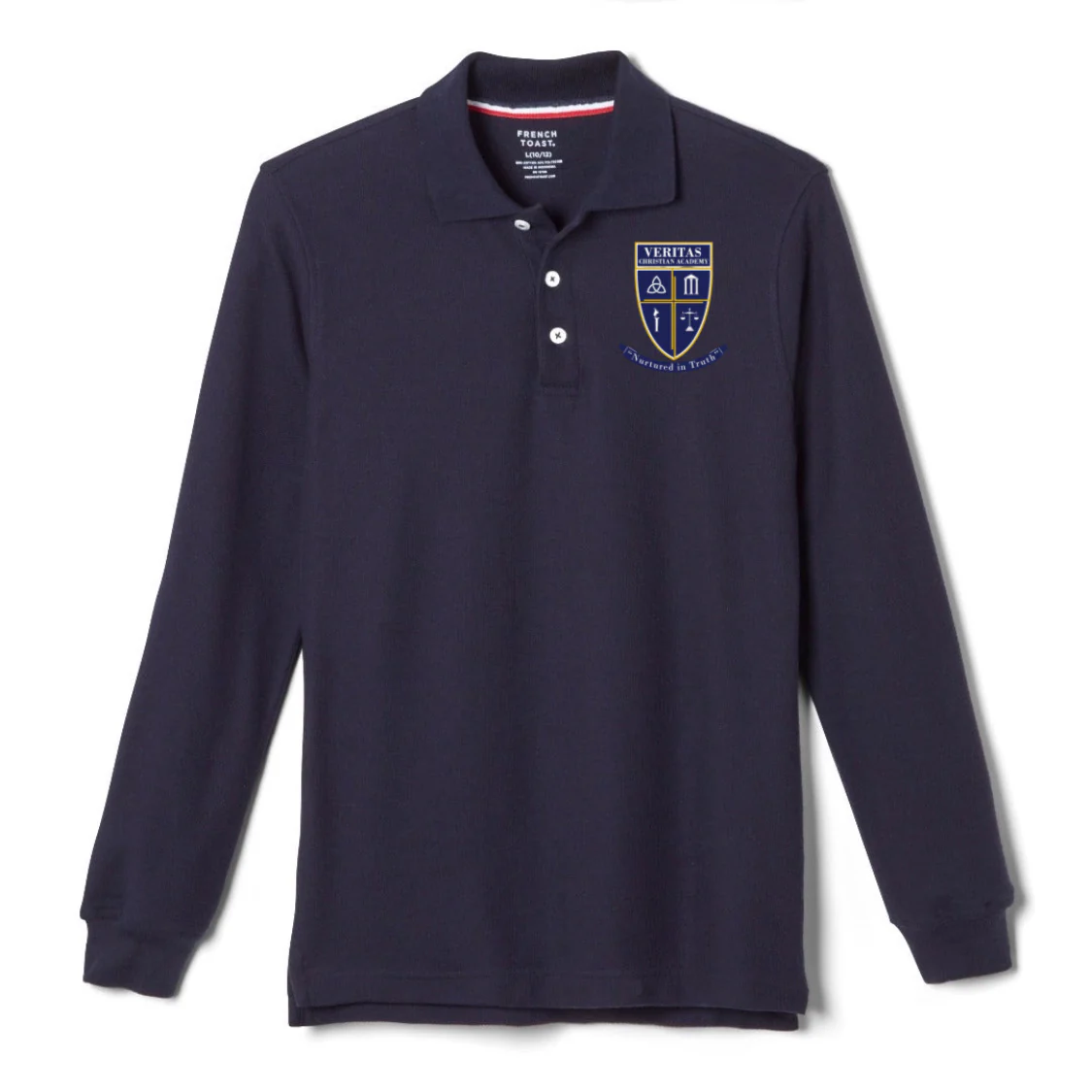 Veritas - Boy's Husky Long Sleeve Pique Polo - With Logo