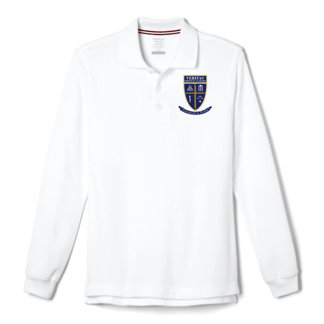 Veritas - Boy's Husky Long Sleeve Pique Polo - With Logo - Image 2
