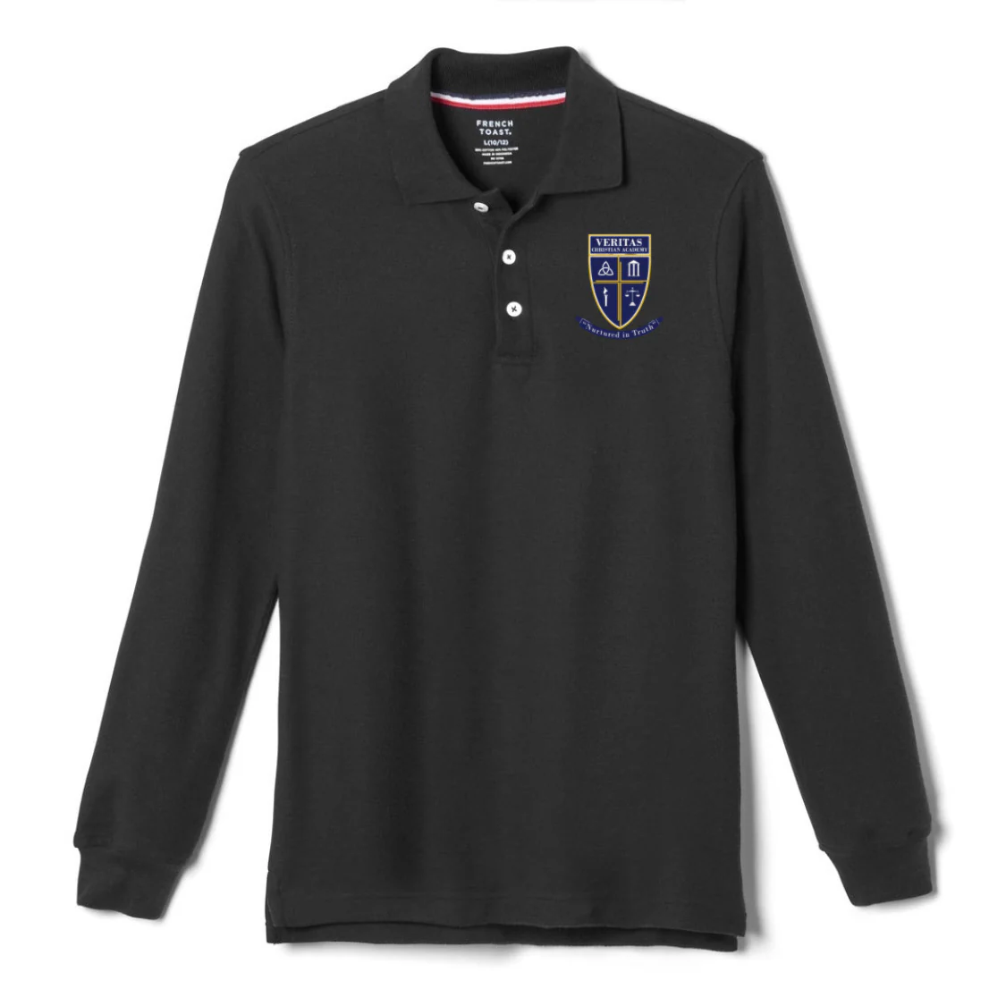 Veritas - Boy's Husky Long Sleeve Pique Polo - With Logo - Image 3
