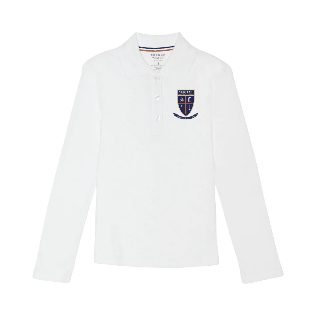 Veritas - Girl's Long Sleeve Picot Collar - With Logo - Image 3