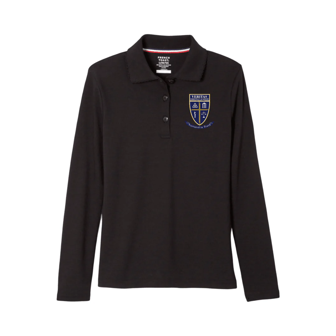 Veritas - Girl's Long Sleeve Picot Collar - With Logo - Image 4