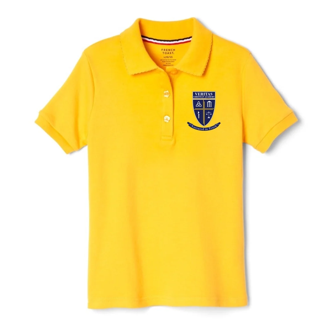Veritas - Girl's Short Sleeve Picot Collar - With Logo - Image 3