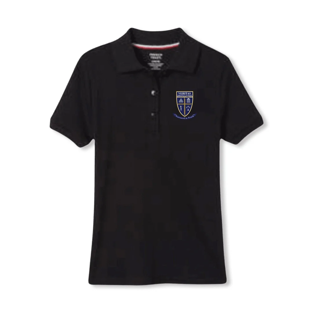 Veritas - Girl's Short Sleeve Picot Collar - With Logo - Image 4