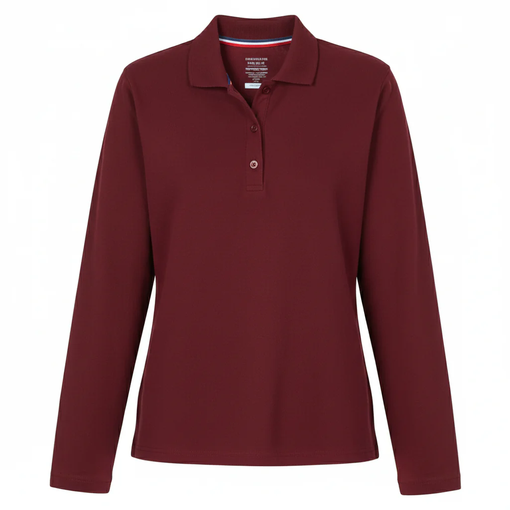 Girl's Long Sleeve Stretch Piqué Polo - Image 8