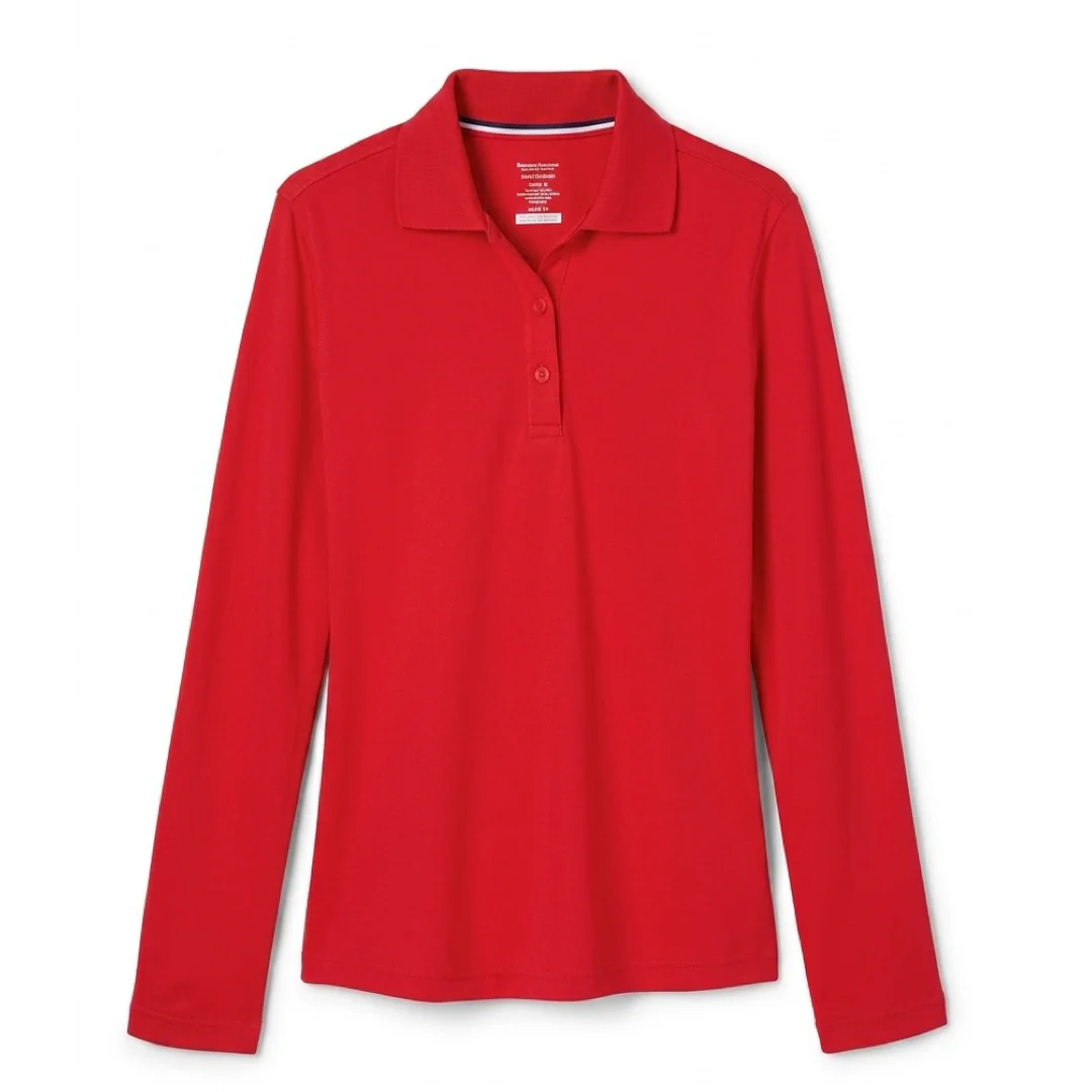Girl's Long Sleeve Stretch Piqué Polo - Image 11