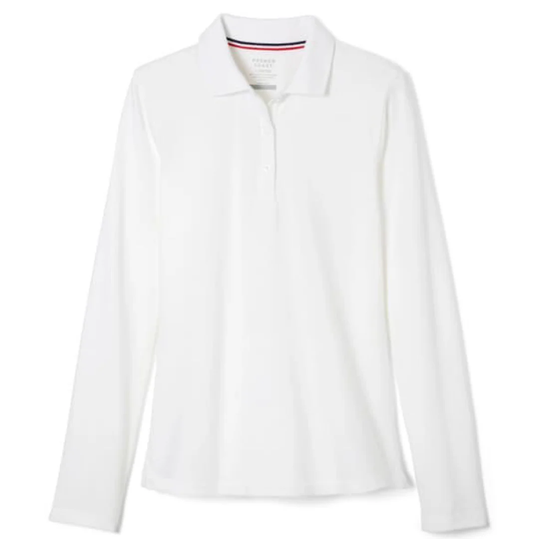 Girl's Long Sleeve Stretch Piqué Polo - Image 2
