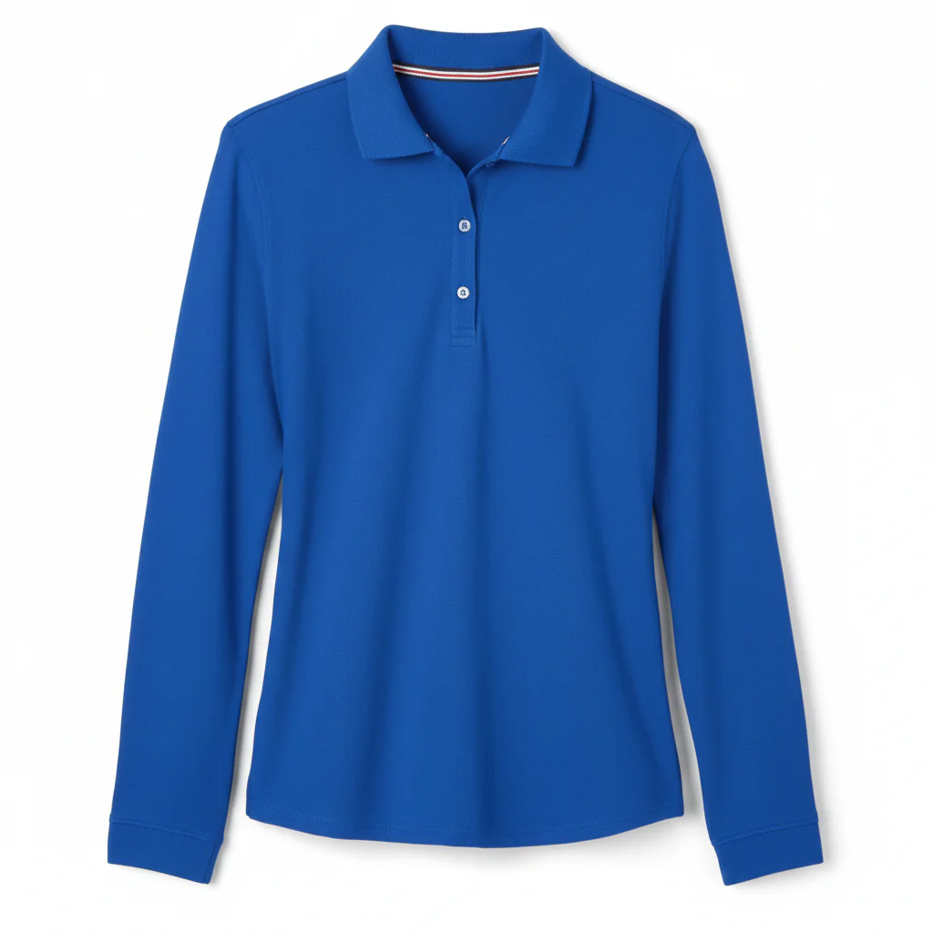 Girl's Long Sleeve Stretch Piqué Polo - Image 7