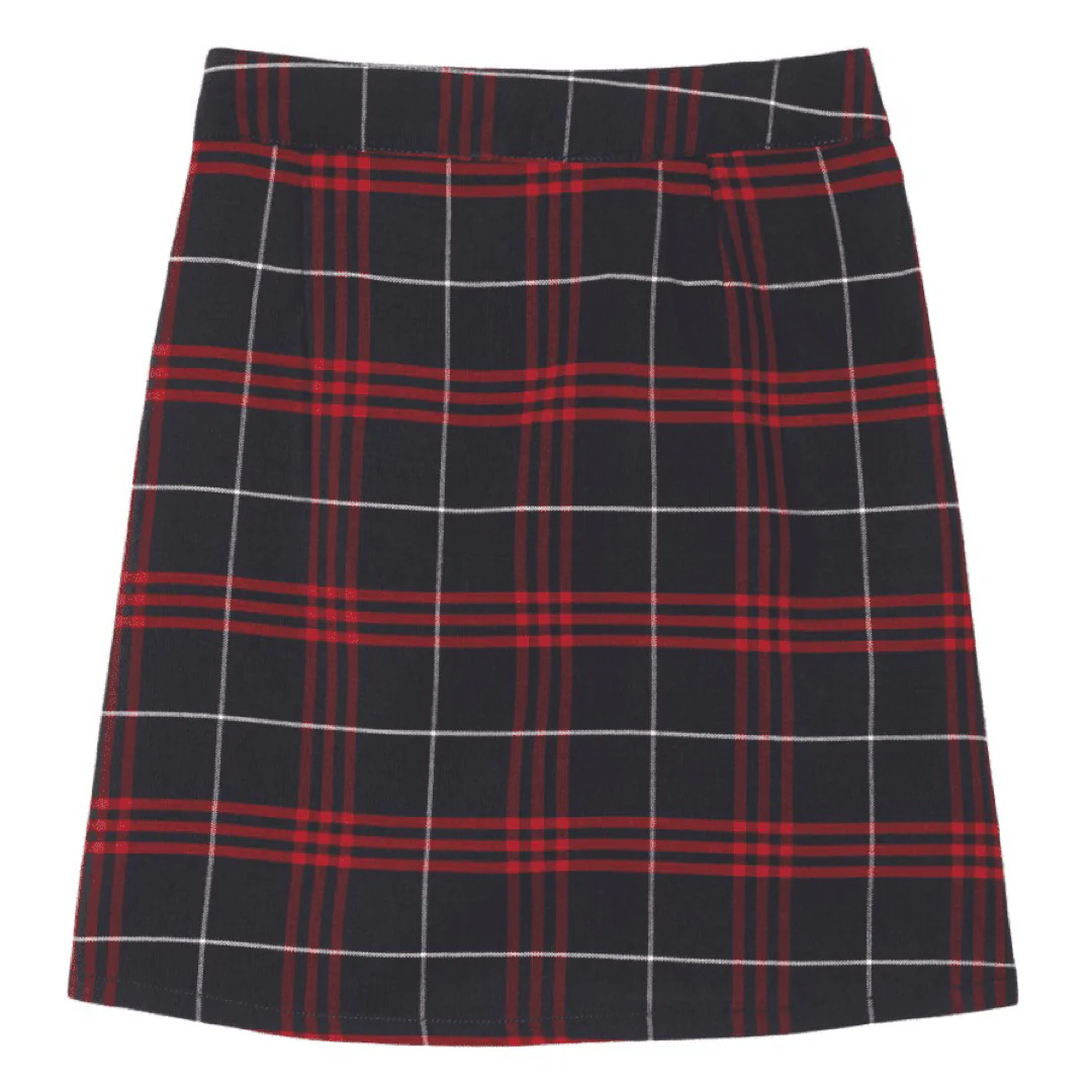 Women's Plaid Pleated 2-Tab Scooter - Navy / Red - Image 3