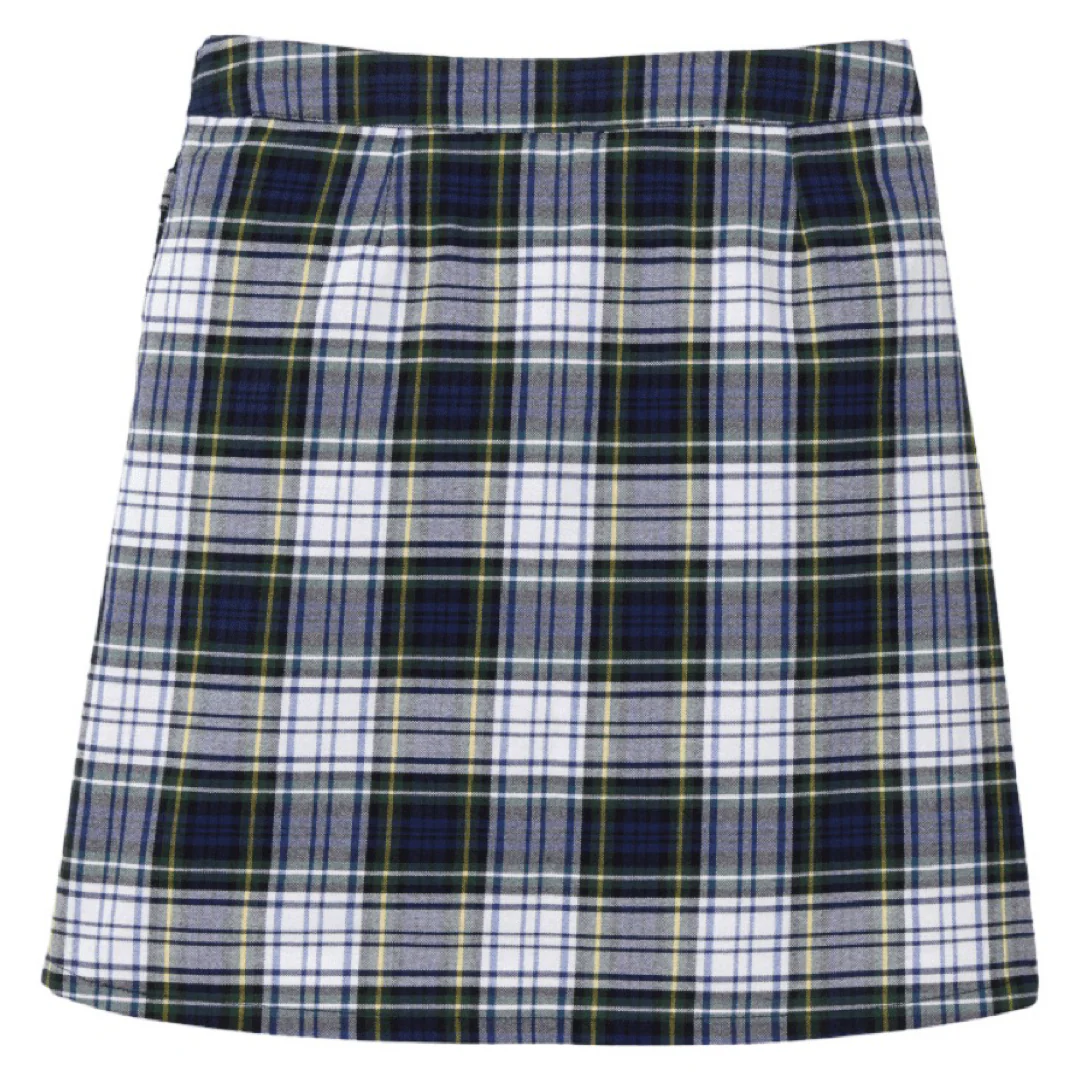 Women's Plaid Pleated 2-Tab Scooter  - Navy / White - Image 3
